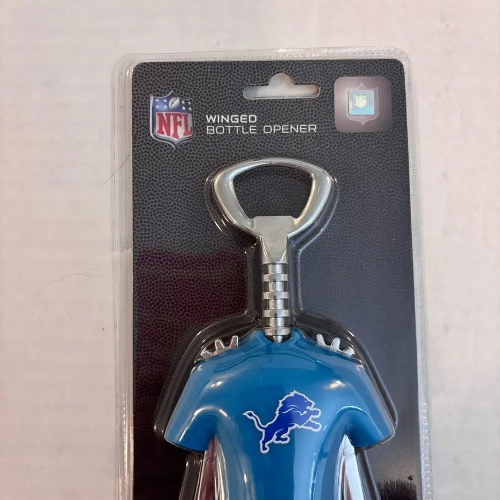 NFL Detroit Lions Jersey Design Logo Winged Wine Corkscrew And Bottle Opener NEW